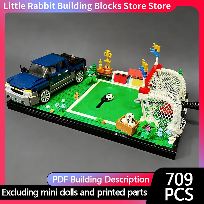 Speed Racing Car Model MOC Building Bricks Car And Football Field Modular Technology Children Holiday Gifts Assemble Toys Suit