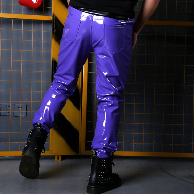 Red Leather Pants Men Modern Jazz Trousers Gogo Dancer Performance Clothing Nightclub Dj Mc Stage Costume Male Fashion Clothes