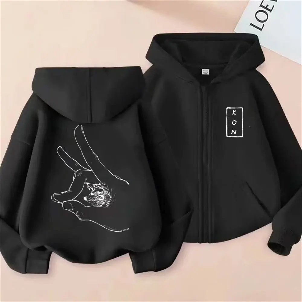 Bedrucktes Cartoon Chainsaw Man Muster Reißverschluss-Kapuzenpullover. Cartoon-Enthusiasten-Hoodie mit Kapuze, lässig und modisch.