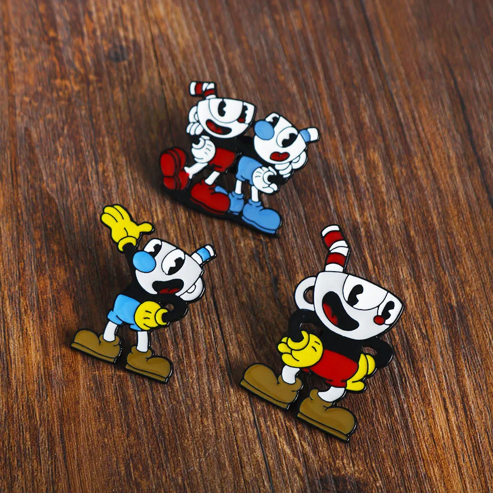 Game Cuphead Enamel Pin Cartoon Cup Mugman Metal Badge Anime Brooch Hat Jewelry Gifts