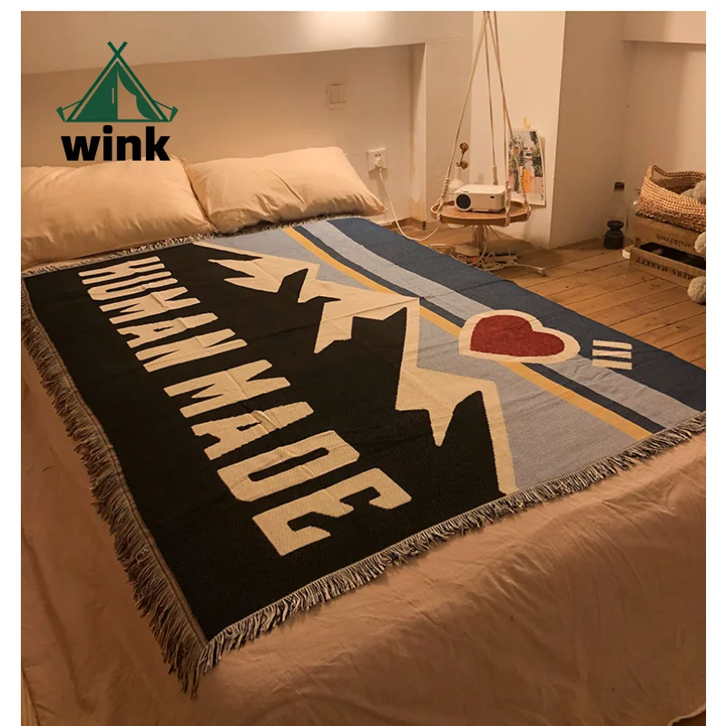 

Japan Trendy Tapestry Sofa Cover, Camping Rugs, 40% Cotton, 60% Polyester, Quality Knitted Mountain Peak