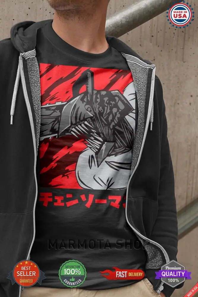 Denji Chainsaw Man Shirt Anime Tee T-Shirt Pochita Horror Manga Otaku Makima