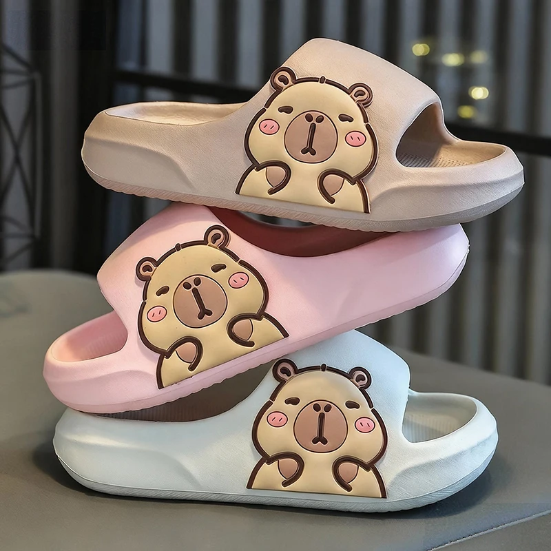

Детские тапочки, домашние тапочки из ЭВА с милым рисунком для девочек, От 2 до 16 лет, Нескользящие тапочки для ванной на мягкой подошве с Капибалой для мальчиков