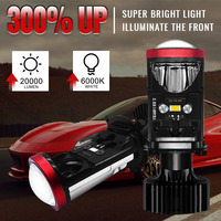 2pcs 120W Y8 H4 Super Bright LED Headlight Car H4 Mini Projector Lens Bulb 6000k 30000LM High Low Beam Turbo Fan LED Light Lamp