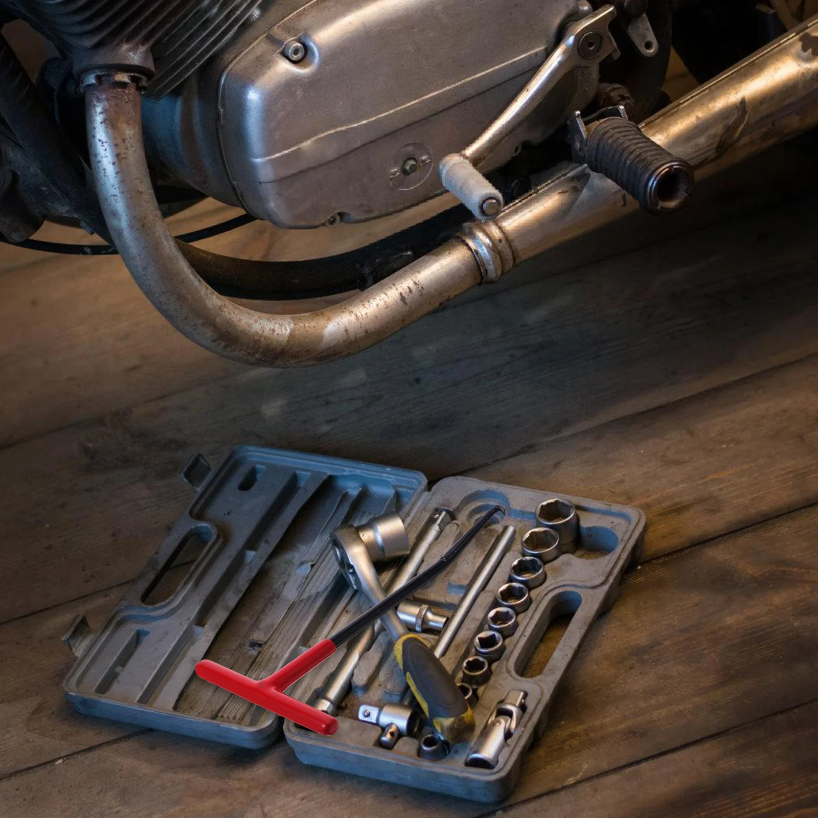 

Motorbike Exhaust Spring Hook Puller Tool Steel Durable Thickened Rod Extra Long Handle for Easy Use on Oil Dirty Conditions