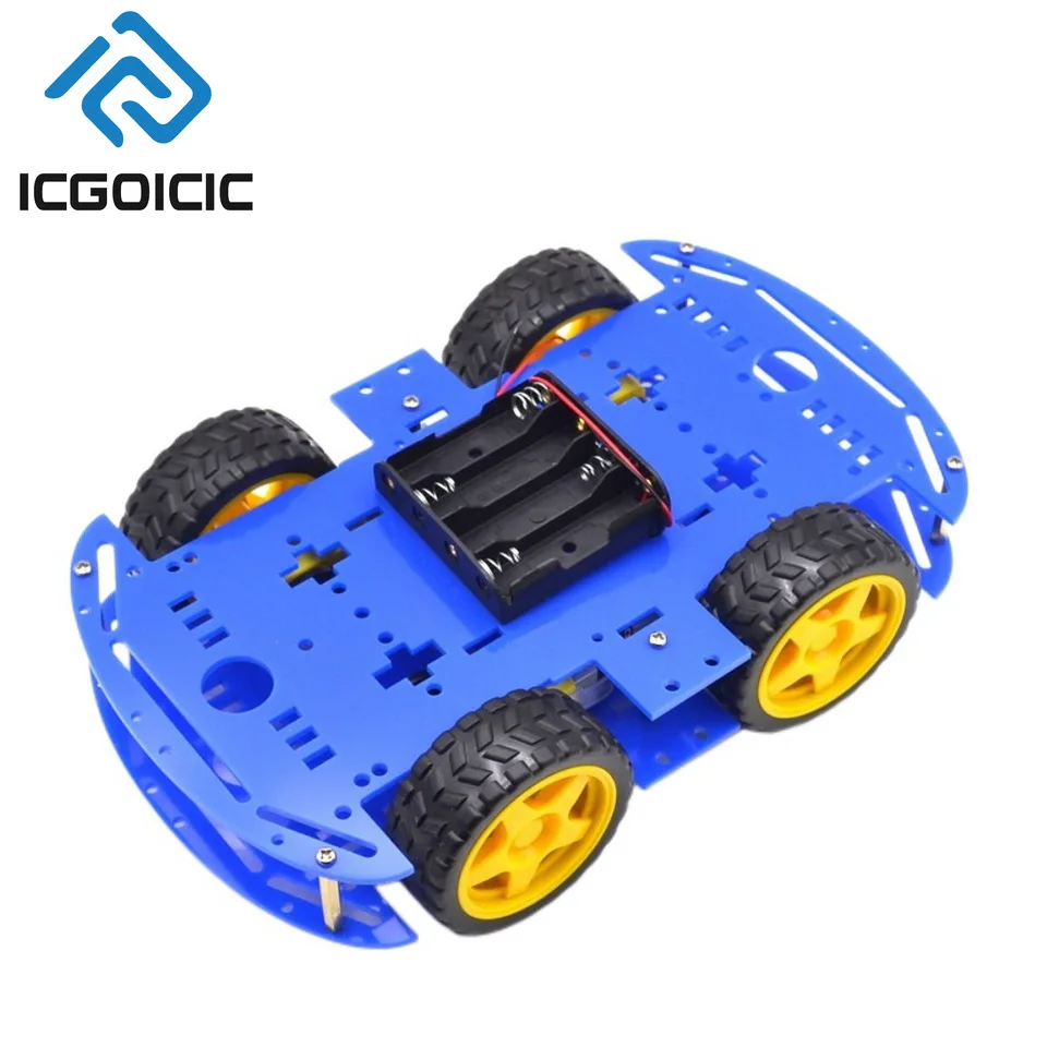 Kit de chasis de coche robot 4WD con motores codificadores: plataforma de bricolaje acrílica azul/rojo/negro/verde para Arduino Raspberry Pi