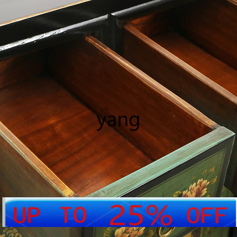 

Ltt New Chinese Painted Furniture Entrance Solid Wood Antique Shoe Cabinet Storage Wine Cabinet