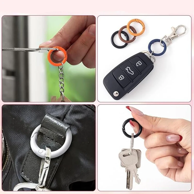 10Pcs Colorful 24mm Alloy Trigger Round Snap Keyring Buckle Snap Hook O Ring Buckle for Keychain Bag Purse DIY Accessories