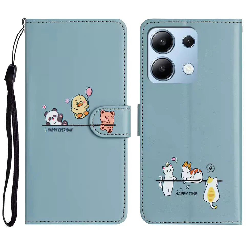 Custodia a portafoglio per telefono in pelle animale 3D per Xiaomi 13T,Redmi Note 14 13 Pro 5G 13C,Poco X7 X6 M7 M6 C65 Card Cute Flip Cover