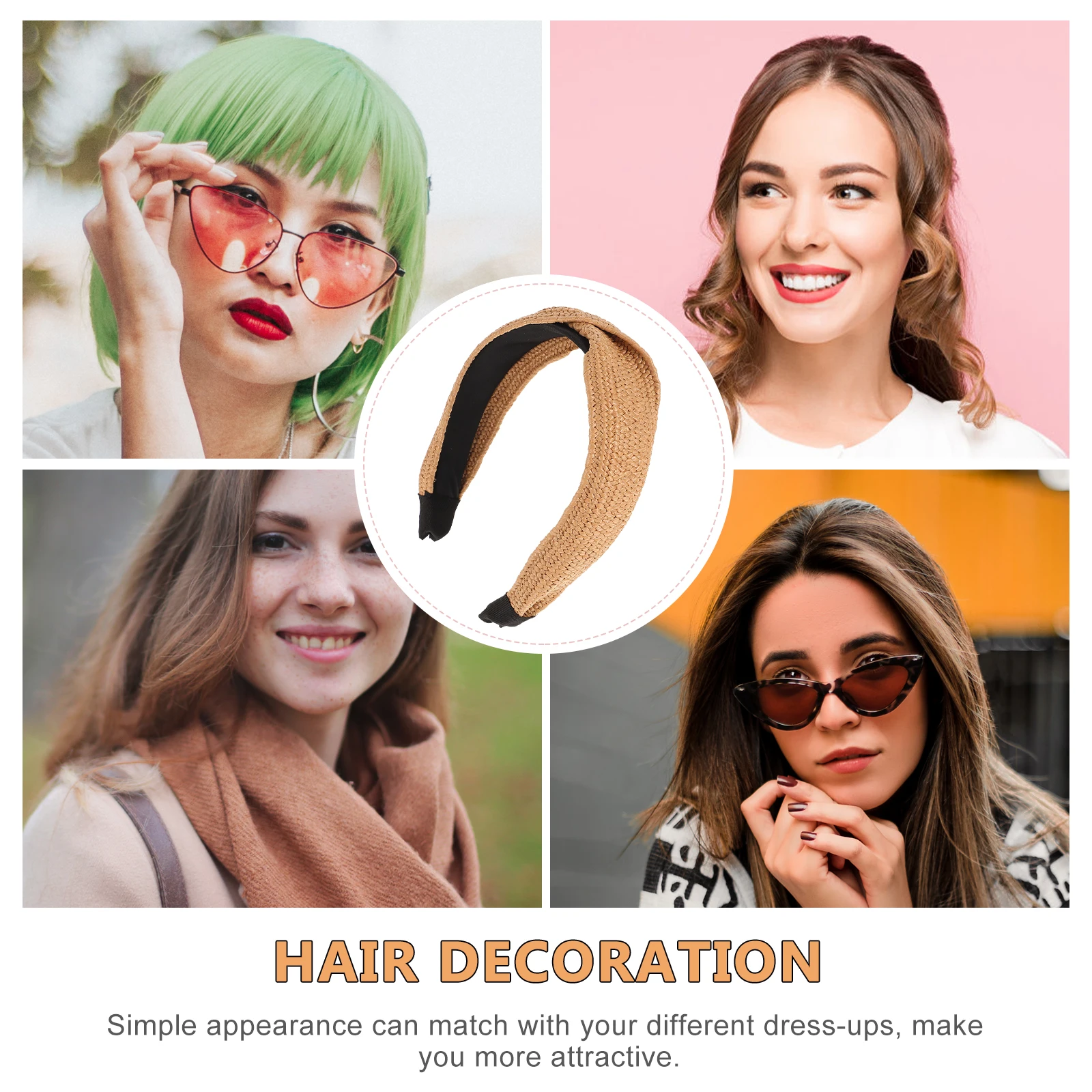 

Boho Straw Accessories Knotted Band For Hair Hoops Girls Women Braided Hair Accessories Durable Unique Handmade