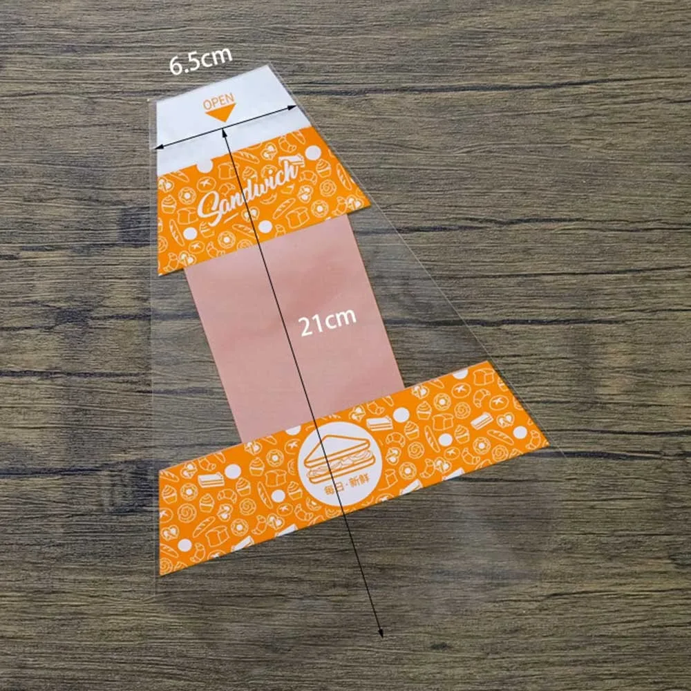

High Quality Triangular Sandwich Packaging Paper Transparent Plastic Super Bags Thick Easy To Use Baking Bag Food