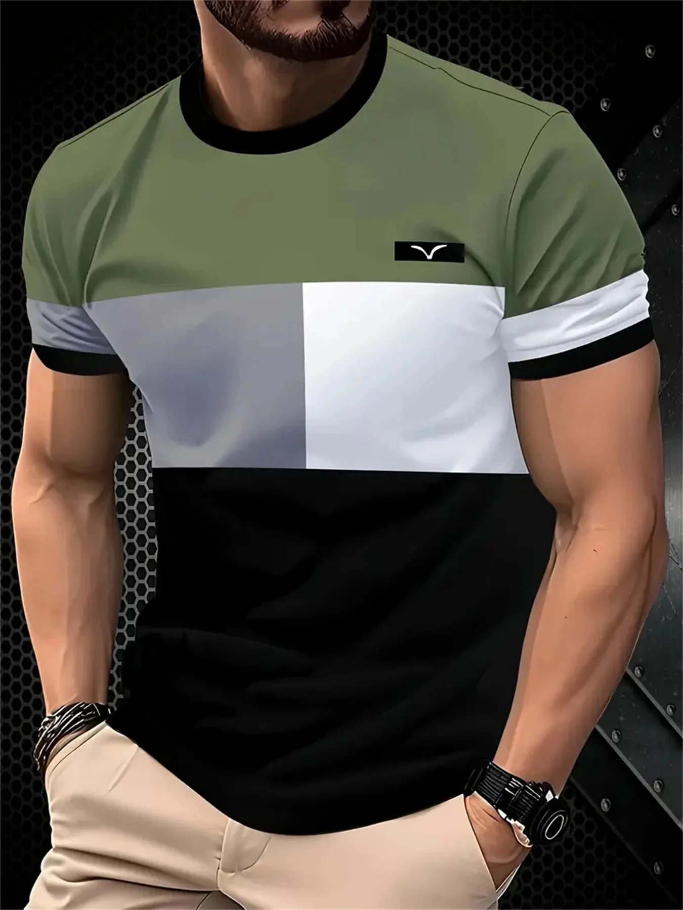 

Summer fashion men's printed T-shirt round neck casual sports popular Harajuku plus size comfortable short sleeved top