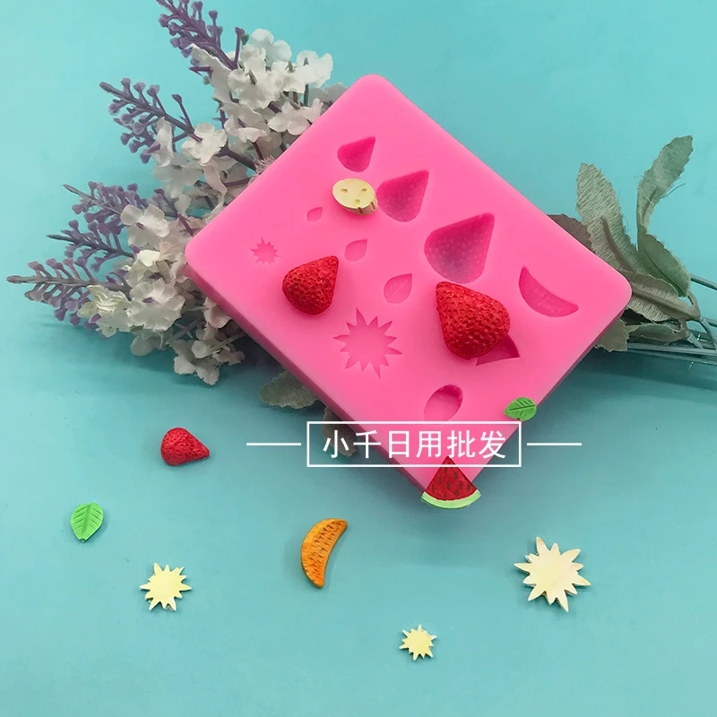 สตรอเบอร์รี่แตงโมสีส้มใบแม่พิมพ์ซิลิโคน DIY Fondant เค้กตกแต่งอาหารความปลอดภัยวัสดุช็อกโกแลต Mould Supplies