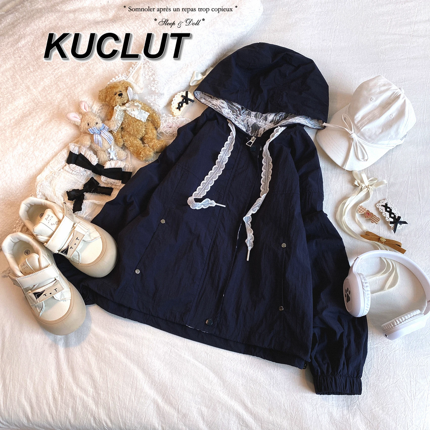 Damskie kurtki rozpinane w nowym japońskim stylu na wiosnę i jesień 2025, modne, codzienne, jednokolorowe kurtki z kapturem, kardigany.