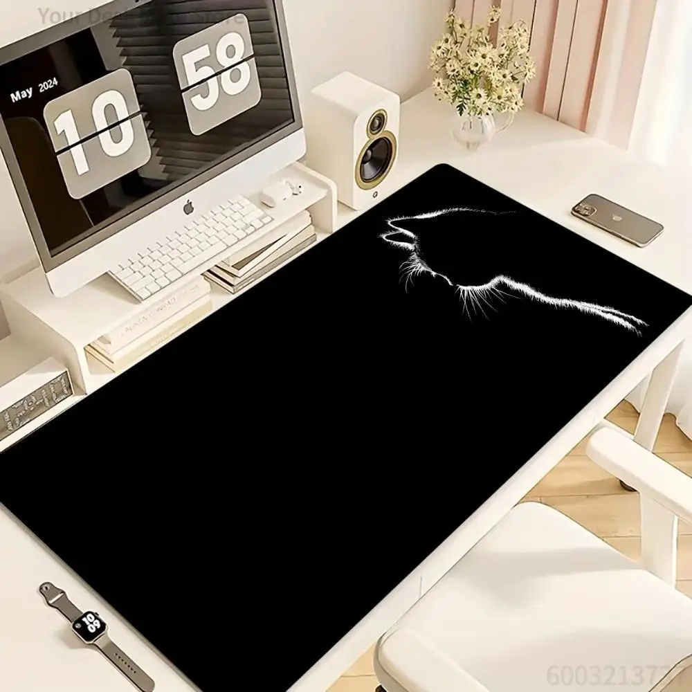 

Cat Silhouette Mouse Pad Large Computer Office Game Table Mats . Rubber Anti-slip Gaming Keyboard / Mousepads Long Desk Pads