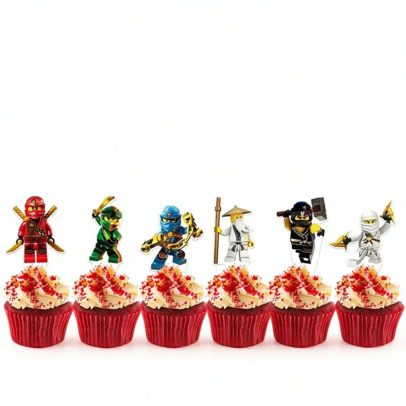 12 Stück/Set Ninja Cupcake Topper Kuchenverzierungen für Kindergeburtstag, Partydekoration, Gastgeschenke, Dekorationen – Detail 2