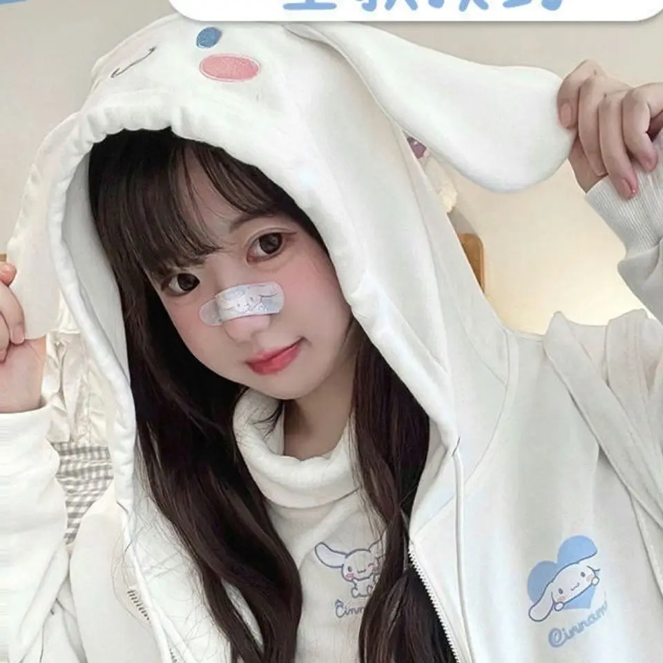 Japanese Style Sanrio Hooded Sweatshirts Women 2024 Autumn New Fashion Sweet Kawaii Loose Long Sleeve Sweet Loose Hoodies Coat