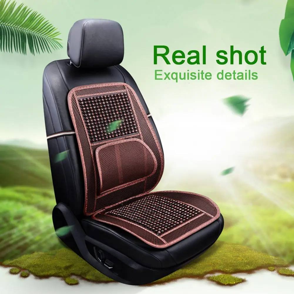 1x Wood Beaded Back Support Seat Cover for Car Seat, Wooden Beaded Car Driver Seat, Summer Chair Seat Cool Matress Cover