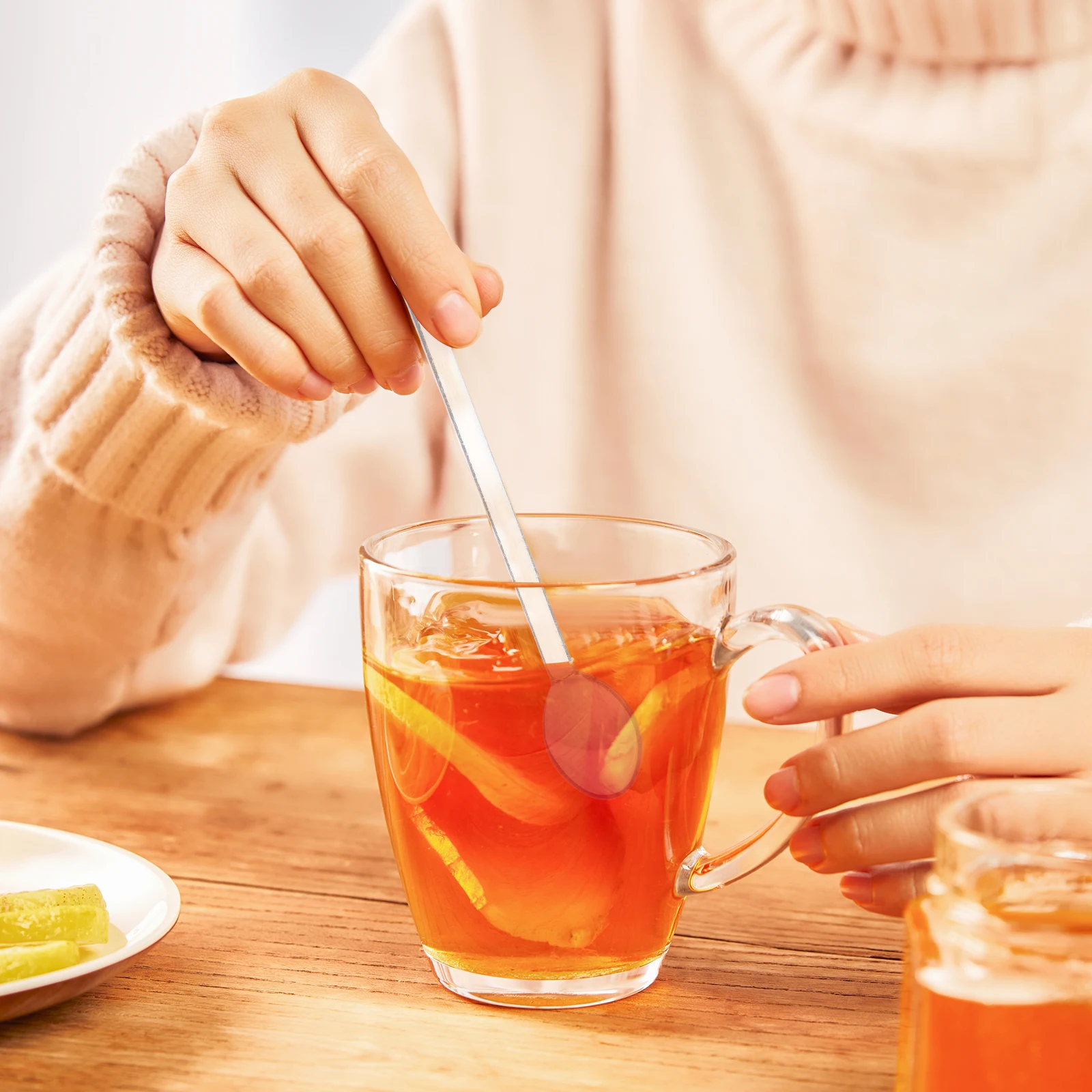 

6Pcs Glass Small Spoons Clear Heatproof Mixing Scoop for Beverages Yogurt Ice Cream Bar Accessories Coffee Stirrers Tea Party