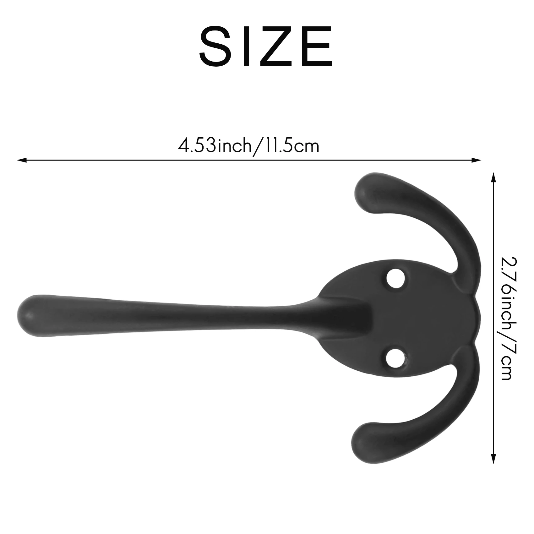 A23P 6PCS Big Heavy Duty Three Prongs Coat Hooks Wall Mounted With 12 Screws Retro Double Utility Rustic Hooks For Thick Coat