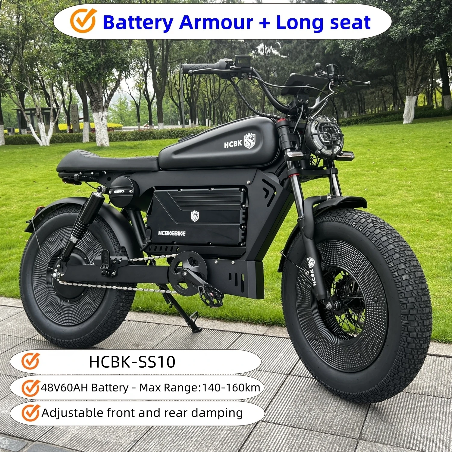 -SS10 20 Inch 3000W Rear Hub Motor US Black Warrior Ebike 30AH/60AH Lithium Battery 140KM Electric Off-road Mountain Bike image 3