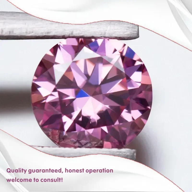 

J-розовый муассанит круглой огранки свободный драгоценный камень с сертификатом тестер бриллиантов для изготовления ювелирных изделий