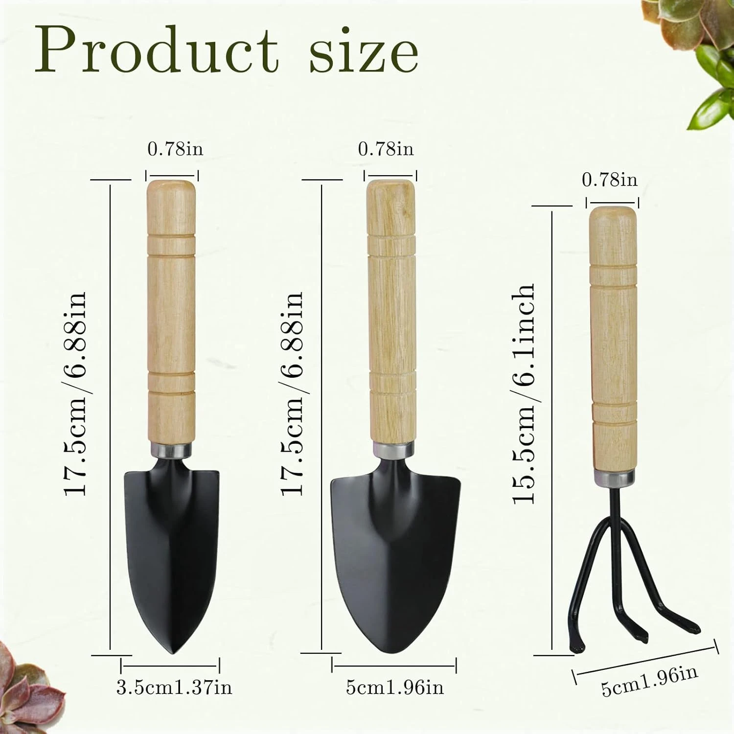 Durable and Portable Mini 3Pcs Gardening Tools Set with Non-Slip Handles, Ideal for Indoor Gardening, Succulents, Bonsai - Perfe