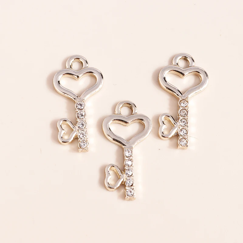20 Stück 12x23mm Niedliche Kristall-Legierungs-Schlüsselanhänger für Schmuckherstellung, Halsketten, Ohrringe, Armbänder, DIY-Bastelzubehör ﻿ – Detail 3