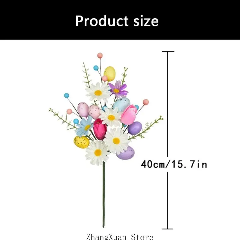 Ostereier, künstliche Blumensträuße, dekoratives Blumenarrangement aus Kunststoff für den Tisch, Kaminsims, Urlaub – Detail 6