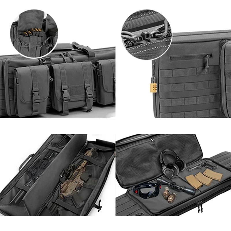 Tactical Molle Sistema Mochila, Duplo Ri-Fle Caso, Zipper Lock, Soft Padded Range Bag, Caça Acessórios, Caso vara de pesca