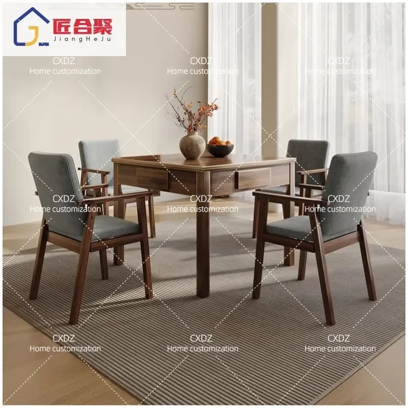 Automatic Solid Wood Mahjong Machine Household Dining Table Integrated Dual Purpose New Chinese Style Silent Square Game