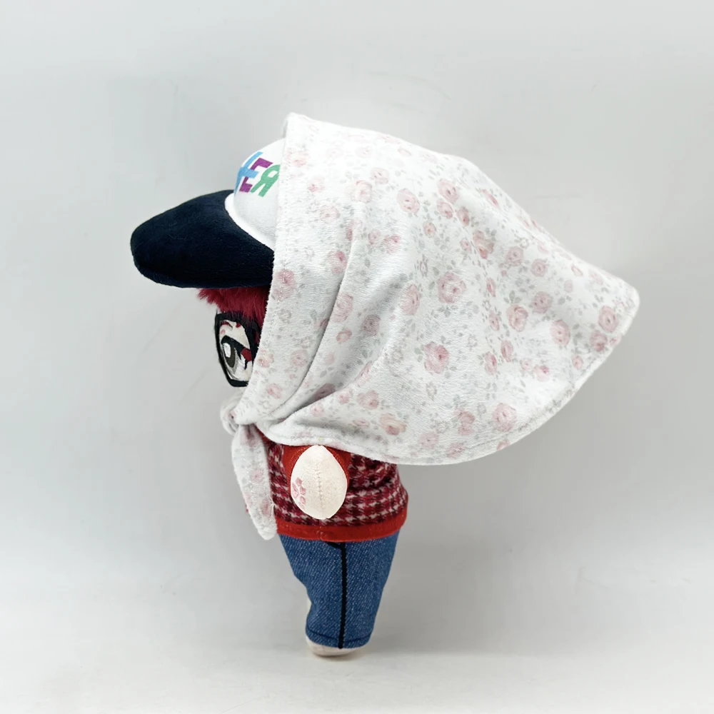 A 23cm red clothed little boy wearing a headscarf, plush toy with creative design, cotton doll, unique shape, trendy collection