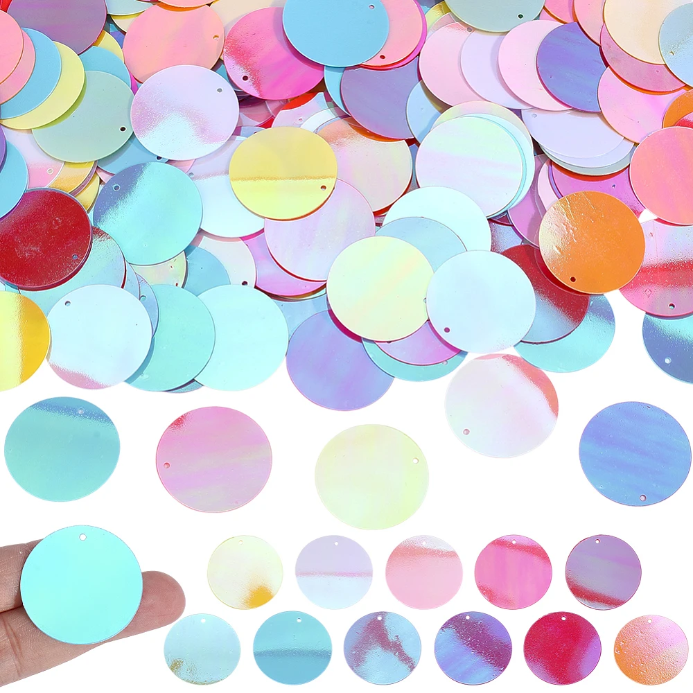 220Pcs 30mm Flat Round Sequins Loose Paillettes Glitters Hole Loose Decor Sequin PVC Craft Looses Sequins Mix Color Sequin