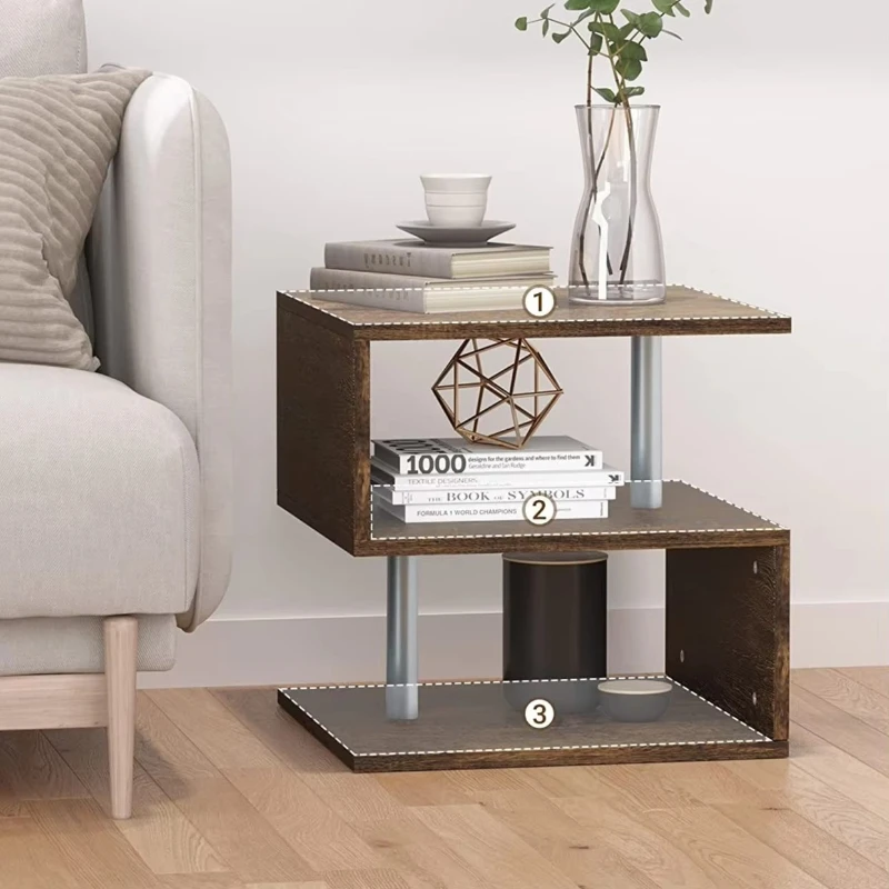 

Three-layer lift table Wooden coffee table with 2 steel brackets Small convenient storage cabinet