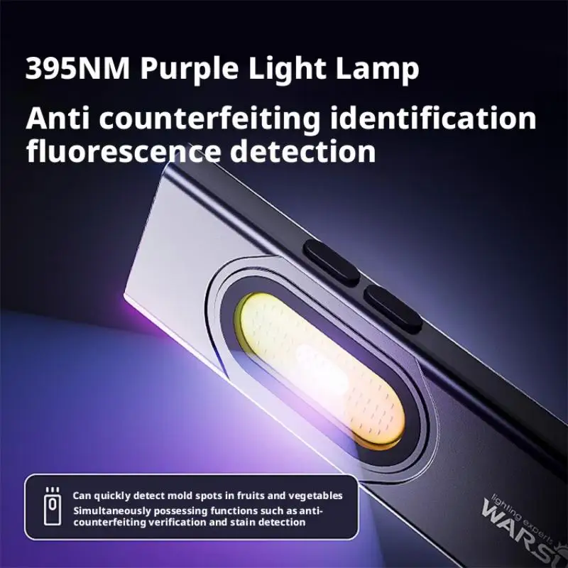Strong Light Flashlight Edc Ultra-Thin Portable Multifunctional Rechargeable Flashlight Aluminum Alloy Red Laser Uv Light