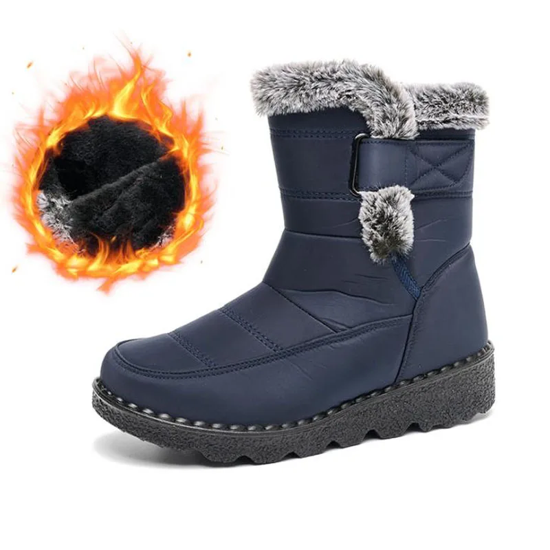 

Зимние ботинки, женские ботинки на платформе, нескользящая женская зимняя обувь, теплые ботильоны на меху для женщин, непромокаемые высокие сапоги до бедра на танкетке