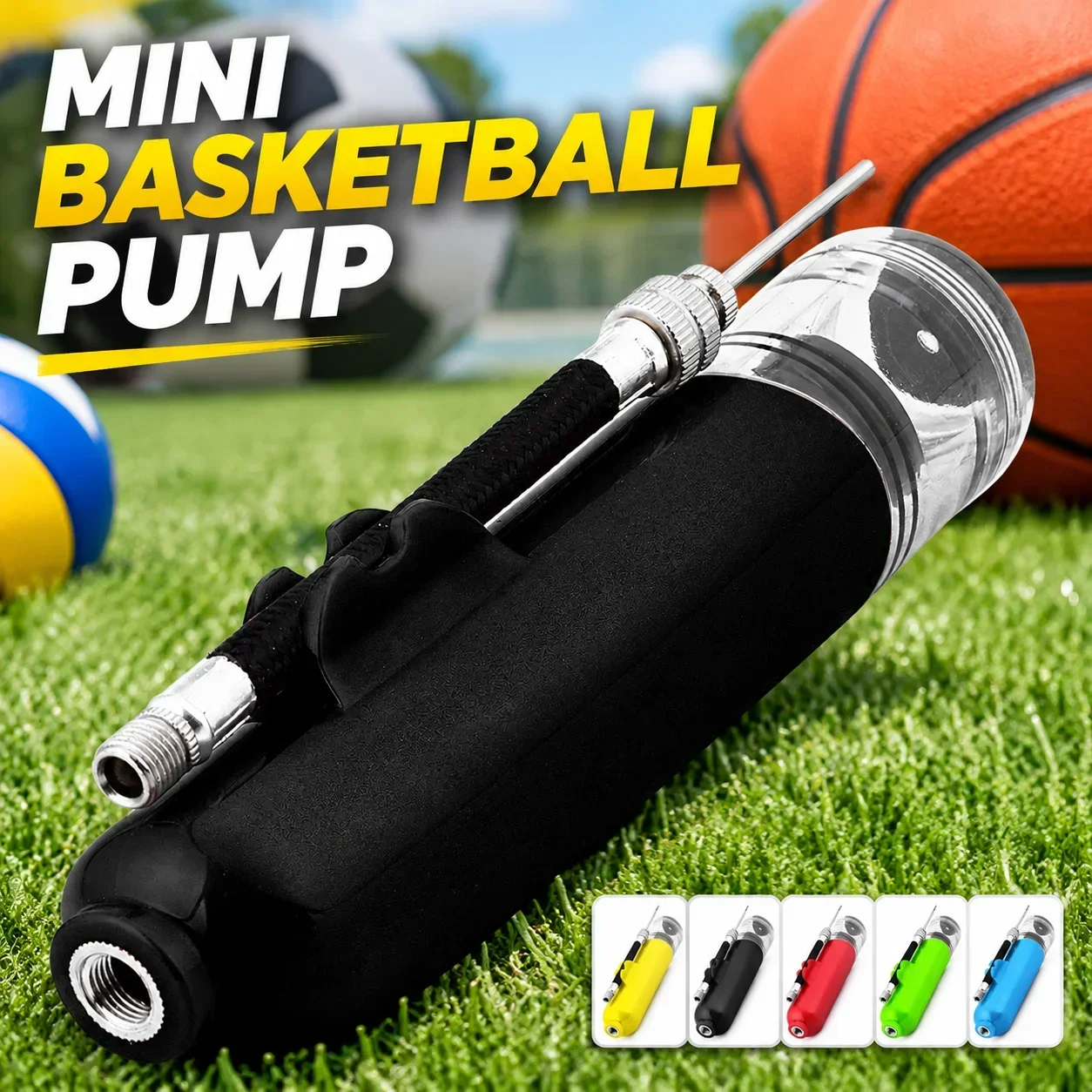 Mini Basketball Pump with Needle, Portable Air Pump for Football Volleyball Soccer Balls, Inflator Tool Set for Kids Sports