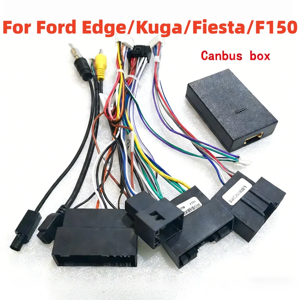 Para Ford Focus Explorer F150 Edge Kuga Fiesta, Adaptador de Rádio de Carro Android 2 Din com Cabo SYNC e Caixa Canbus
