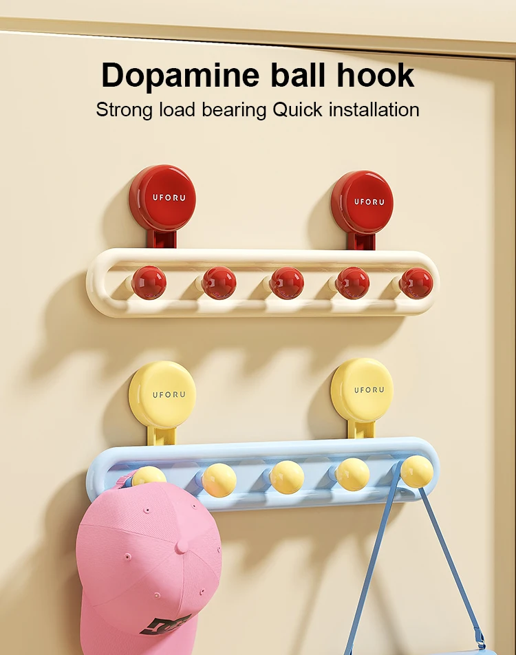 UFORU Dopamin-Saugnapfhaken – stanzfreie Badezimmer-Wandhalterung mit Kugeldesign – Detail 1