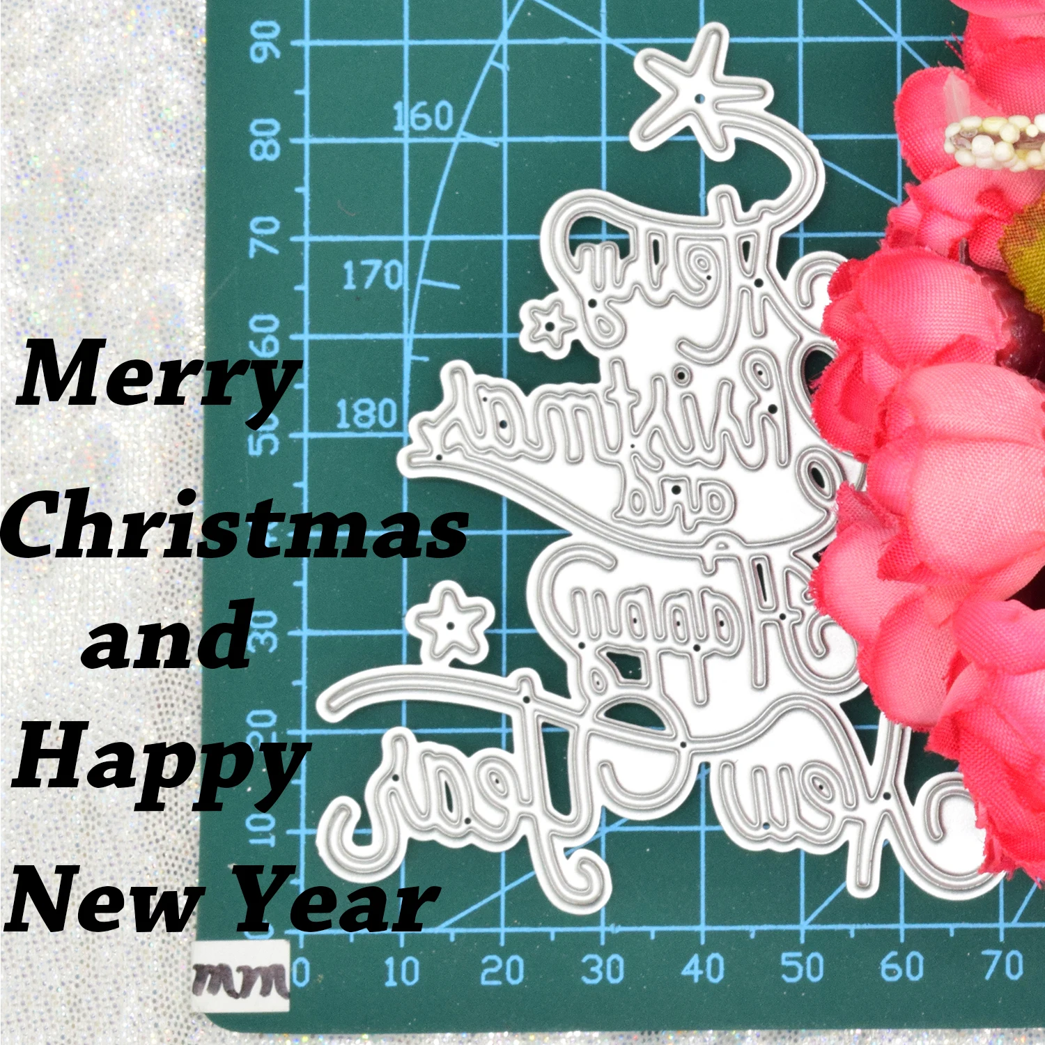 Christmas Tree Happy New Year Cutting Dies Xmas Gift Paper Die Cutting Template