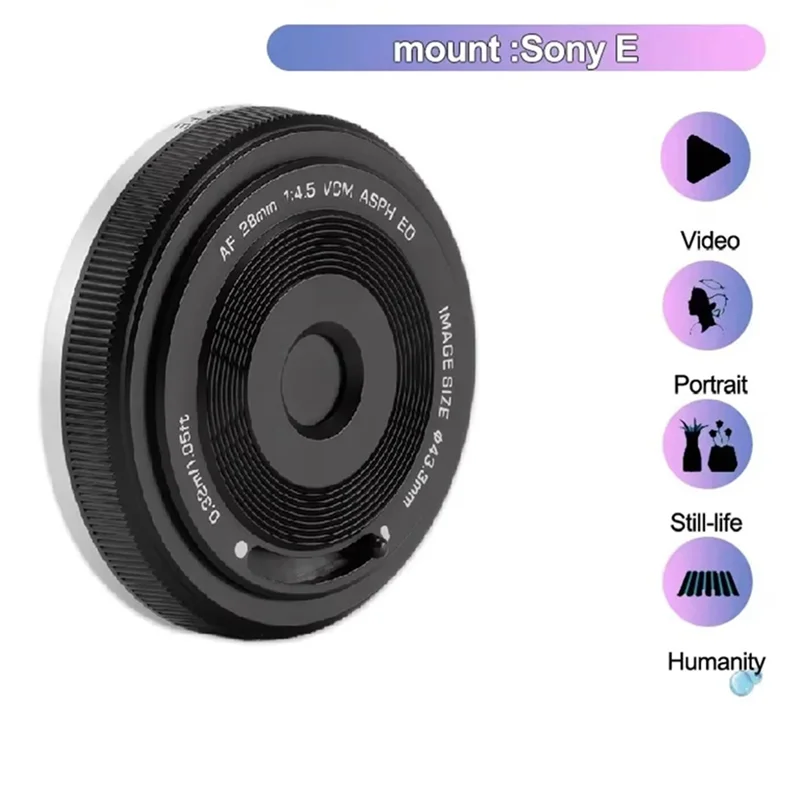 

2025 New-28Mm F4.5 Full-Frame Fixed Focus Pancake Lens For Sony FE Micro-Single Camera Autofocus