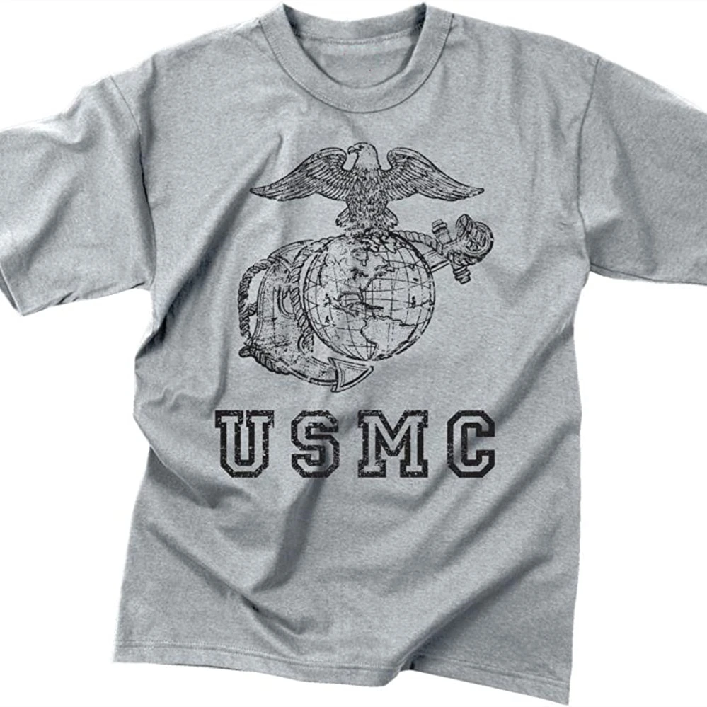 Vintage USMC Globe & Anchor - Marine Tee Shirt Premium Cotton Short Sleeve O-Neck Mens Tshirt S-3XL