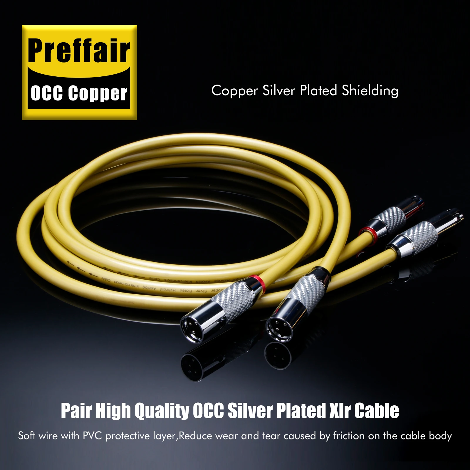 Preffair X439XR1802 HiFi Audio XLR Cables OCC Copper Silver Plated Audio Cables with 3Pins Female to Male XLR Connectors--1 Pair