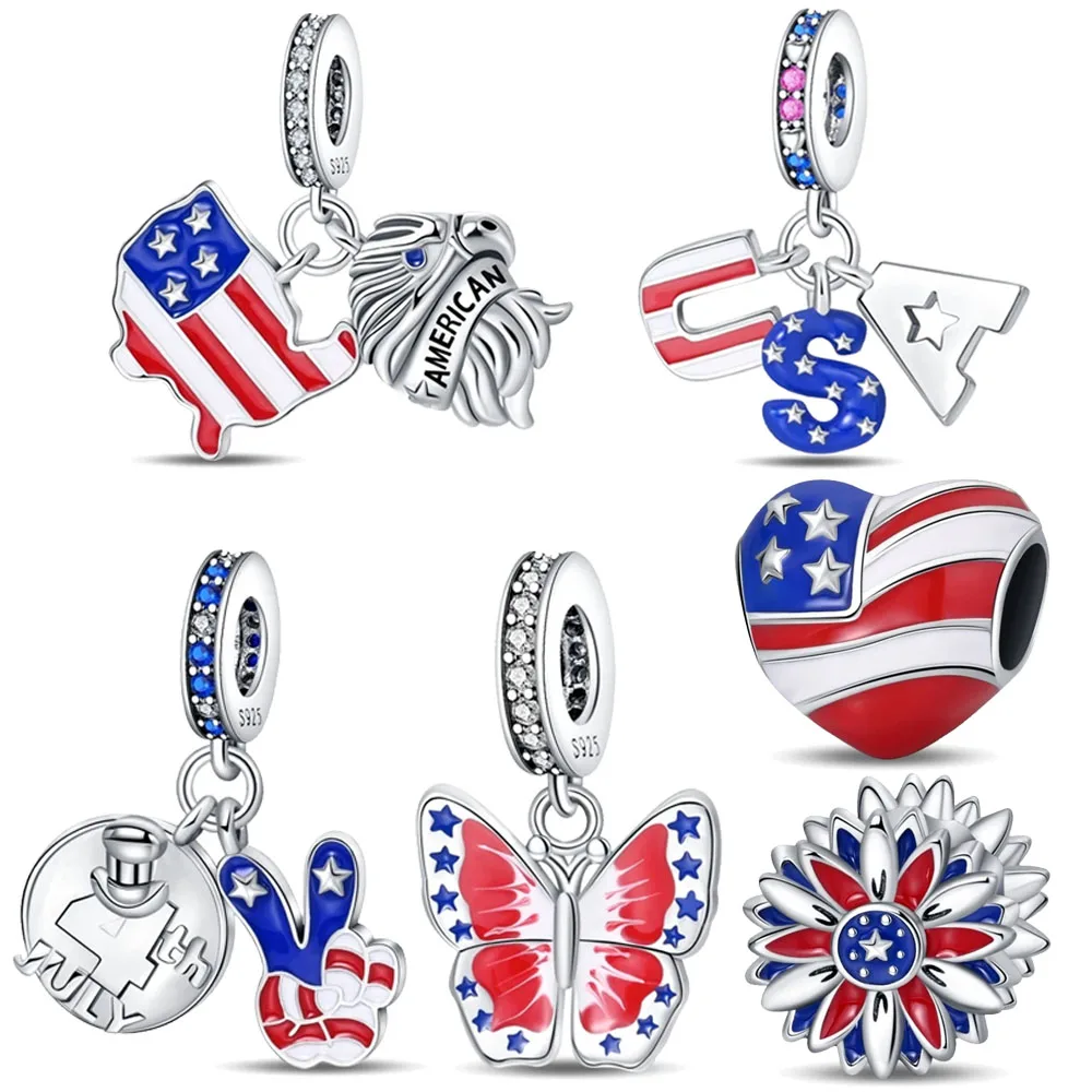 925 Sterling Silver American Eagle Fit Pandora Charms Silver 925 Original Bracelet for Jewelry Making