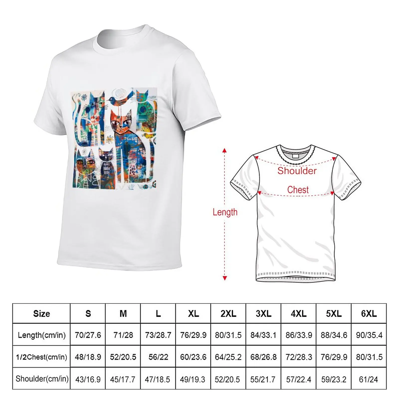 New Abstract cats T-Shirt custom t shirts design your own aesthetic clothes T-shirt for a boy designer t shirt men