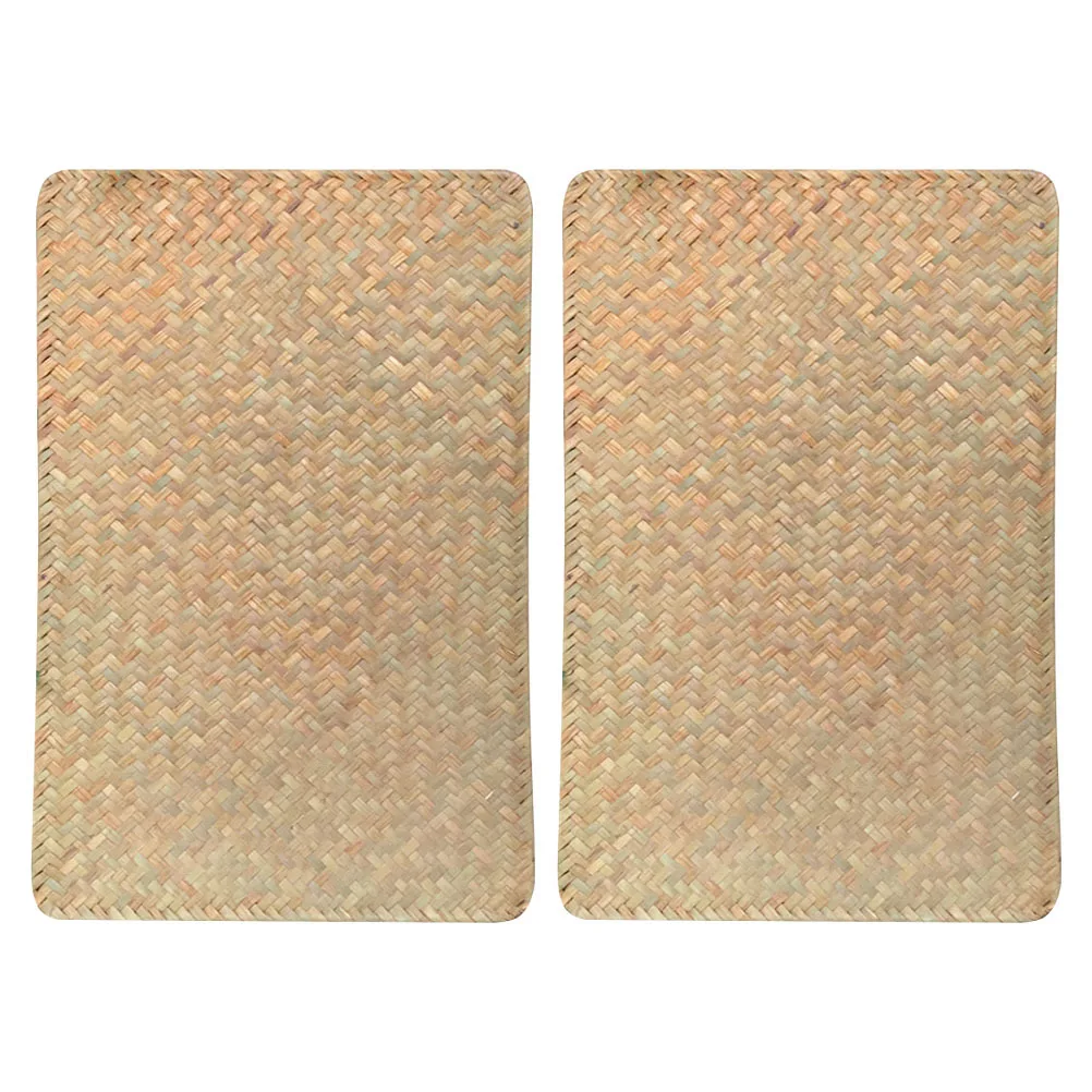 

2Pcs Orange Seagrass Weaving Placemat Premium Woven Heat Insulation Table Mat for Kitchen Dining Decor Creative Cup Pad