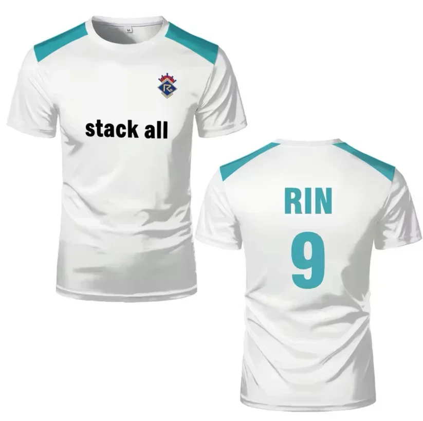 أنيمي الأزرق قفل جيرسي ثلاثية الأبعاد Sae طباعة الاطفال تأثيري كرة القدم تي شيرت الرجال النساء الرياضة قصيرة الأكمام تيز المتضخم Harajuku Y2k