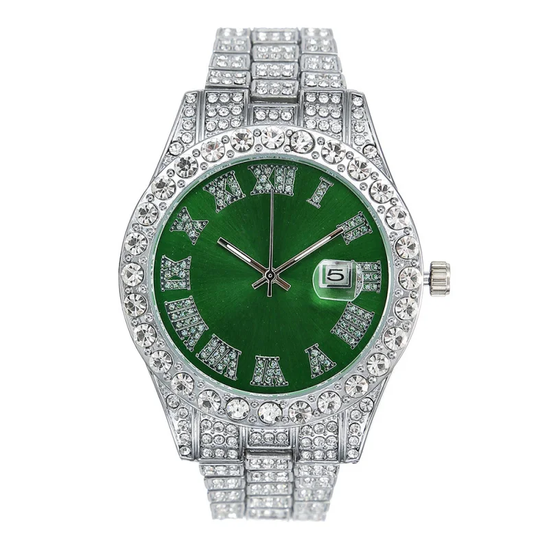 Cross-Border Men's Watch Fashion Alloy with Diamonds Starry Sky Calendar Quartz Watch Business Casual Quartz Men's Watch