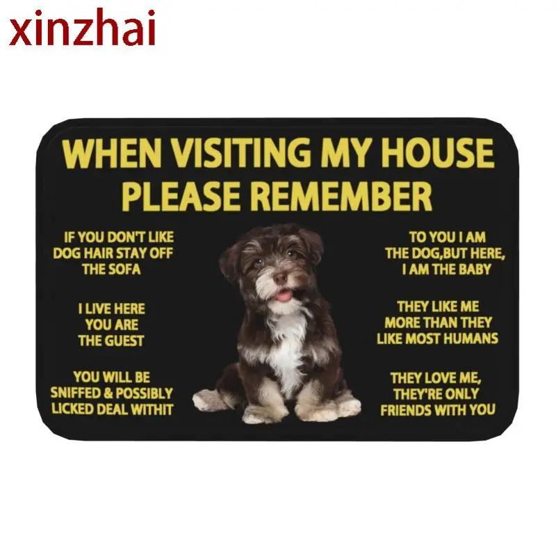 Chocolate Havanese Bichon Front Door Floor Entrance Mat Indoor Kitchen Bathroom Doormat Garage Carpet Rug