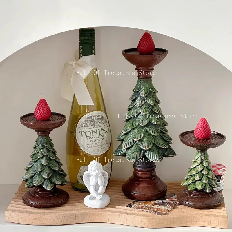 American retro Christmas tree candle holder ornament ins dining table atmosphere scented candle holder Christmas decoration